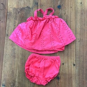 Infant girls eyelet top and diaper cover